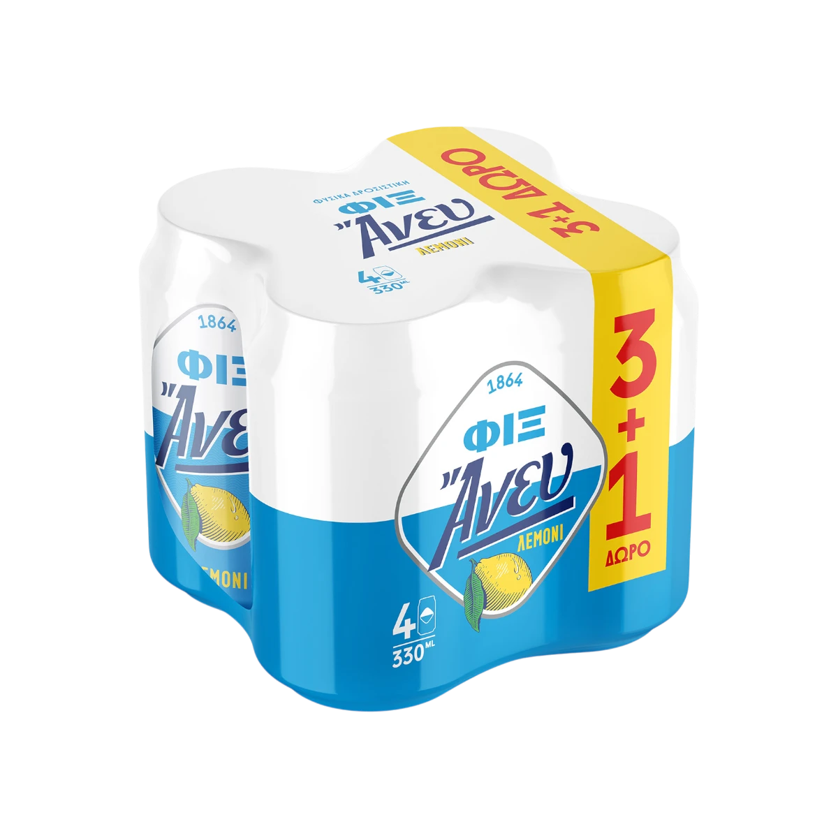 FIX HELLAS ΑΝΕΥ ΛΕΜΟΝΙ ΚΟΥΤΙ 330ml (3+1)
